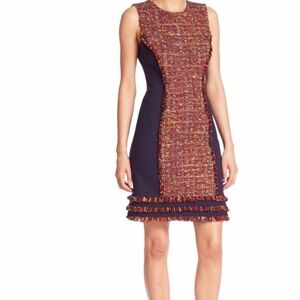Diane Von Furstenberg Tweed And Knit Navy Dress